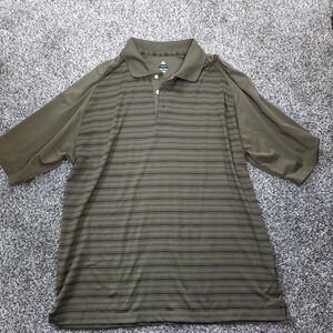 Bolle Golf Men's L Large Green Striped Performance Polo